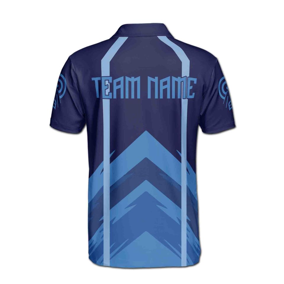 Custom Team Name Playing Darts Navy Blue Men's Polo Shirt