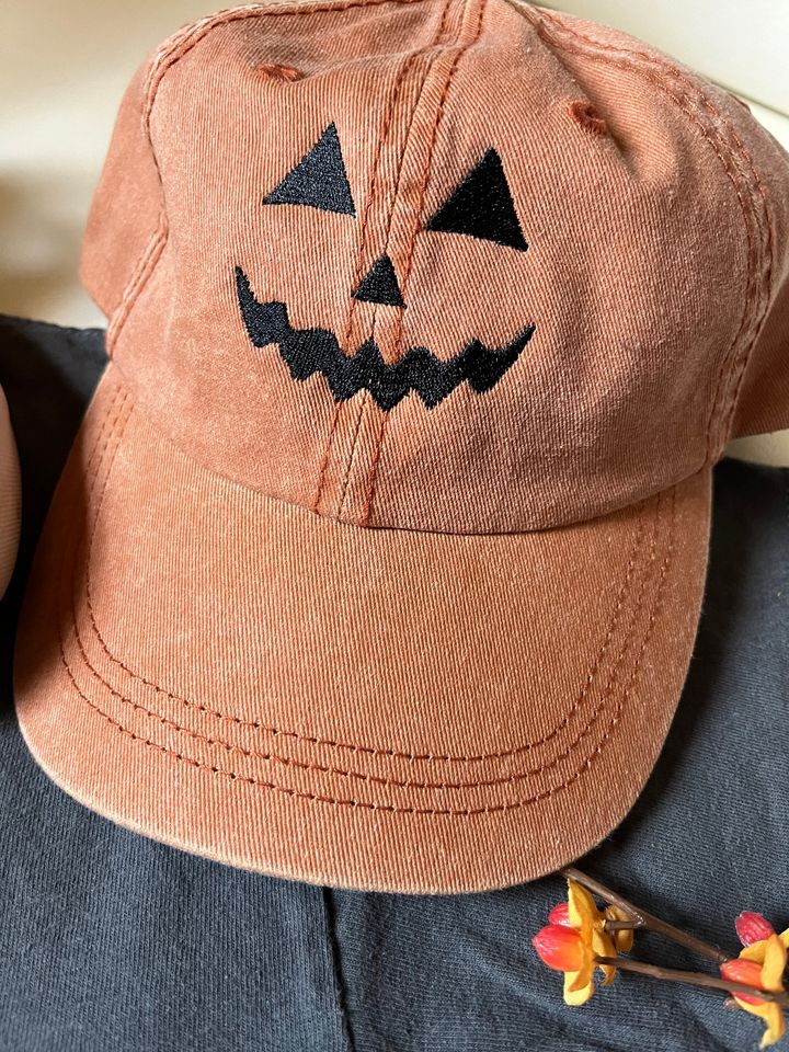 Jack O Lantern Pumpkin Embroidered Baseball Cap | Vintage | Dat Hats