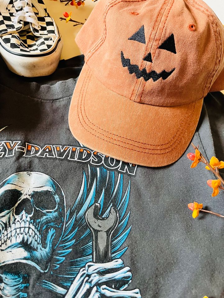 Jack O Lantern Pumpkin Embroidered Baseball Cap | Vintage | Dat Hats