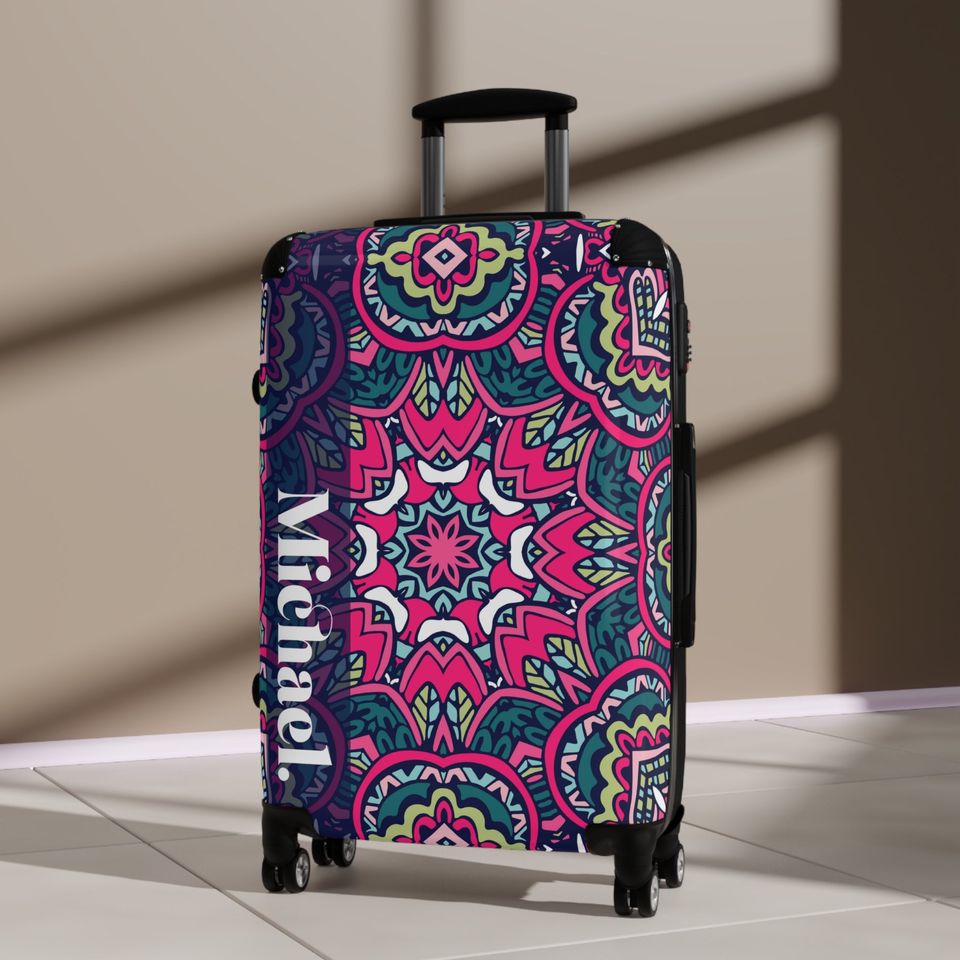 Custom Mandala Suitcase, Mandala Luggage, Travel Bag