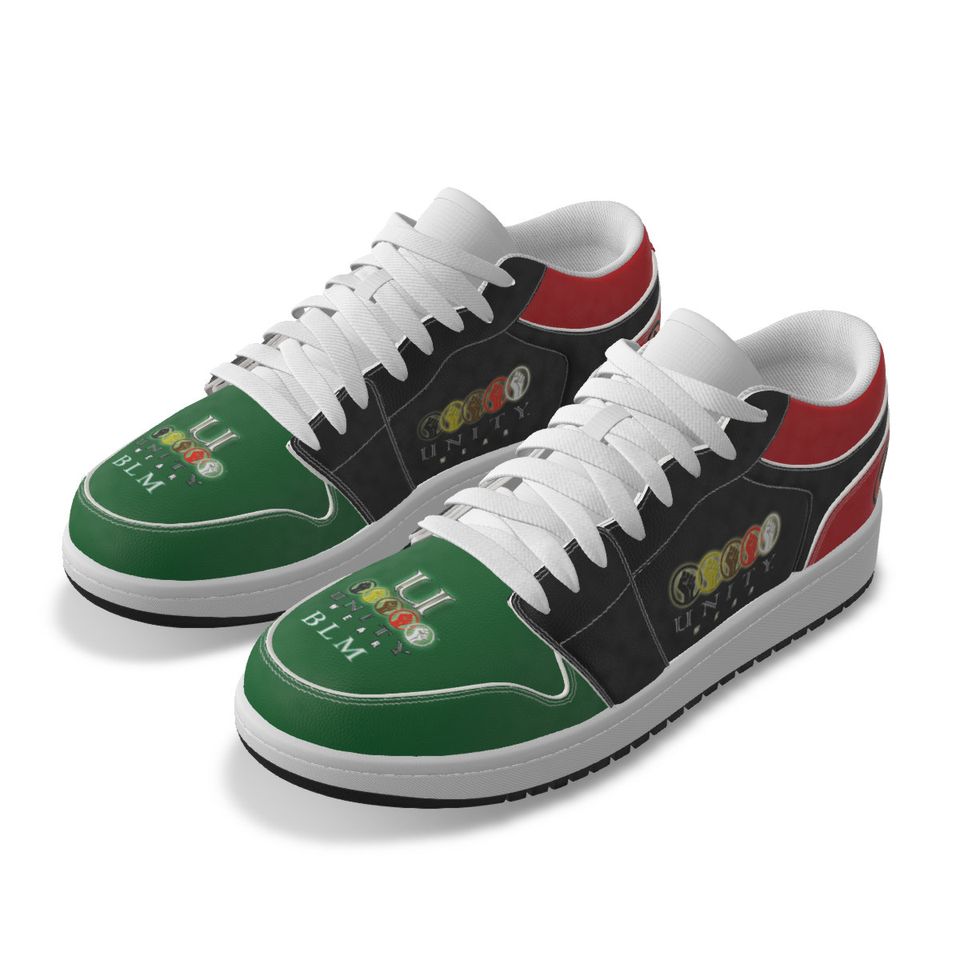 Unity 1 Men's BLM Red, Black, and Green Leather Low-Top Sneakers