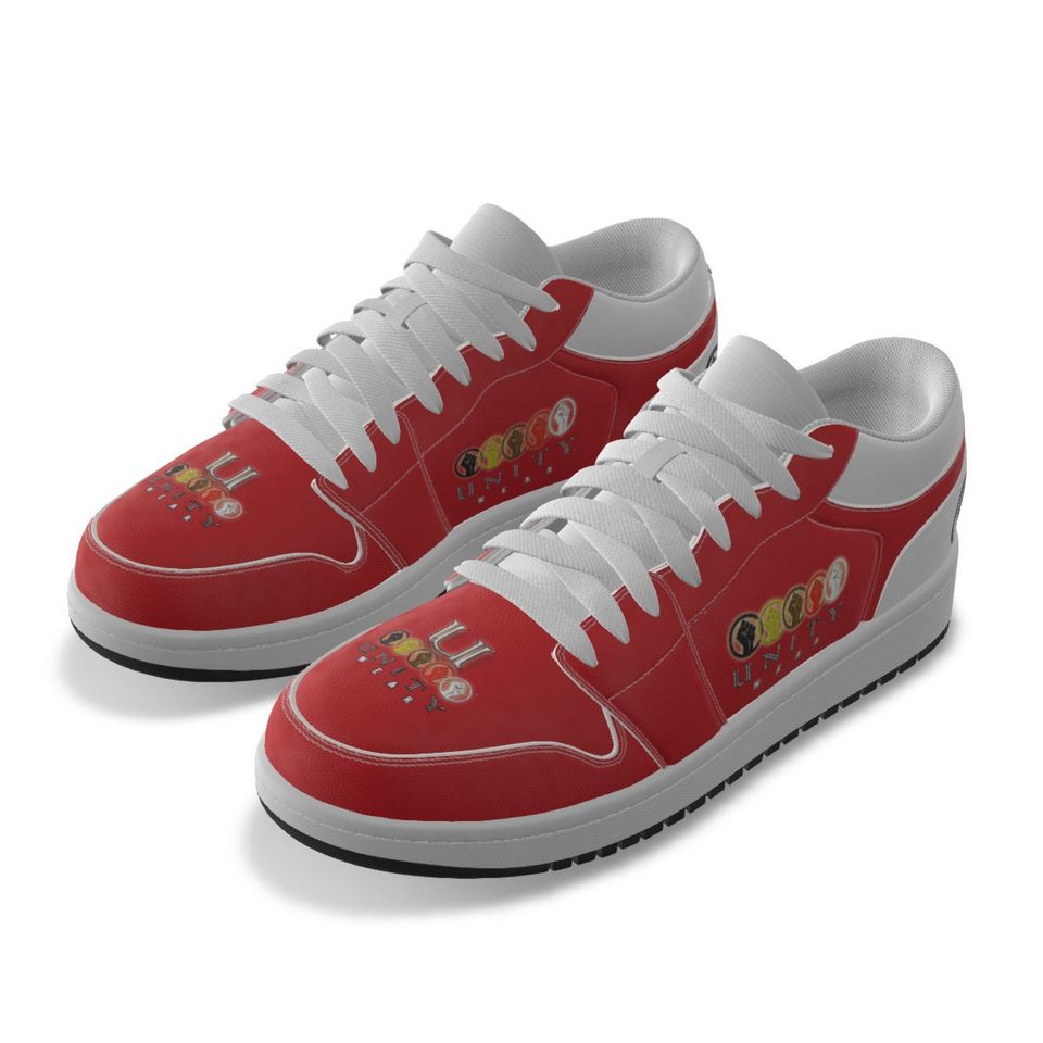Unity 1's Men's Red and White Leather Low Top Sneakers