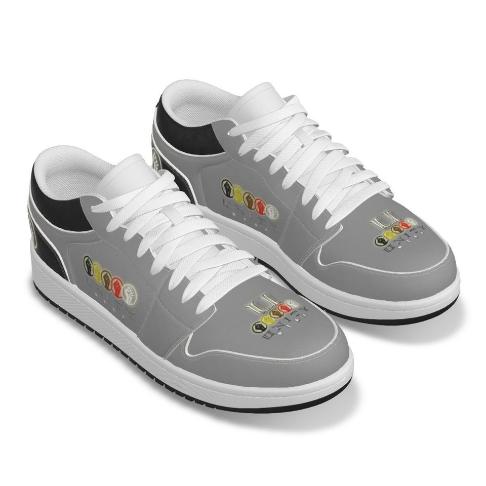 Unity 1 Men's Grey and Black Leather Low Top Sneakers