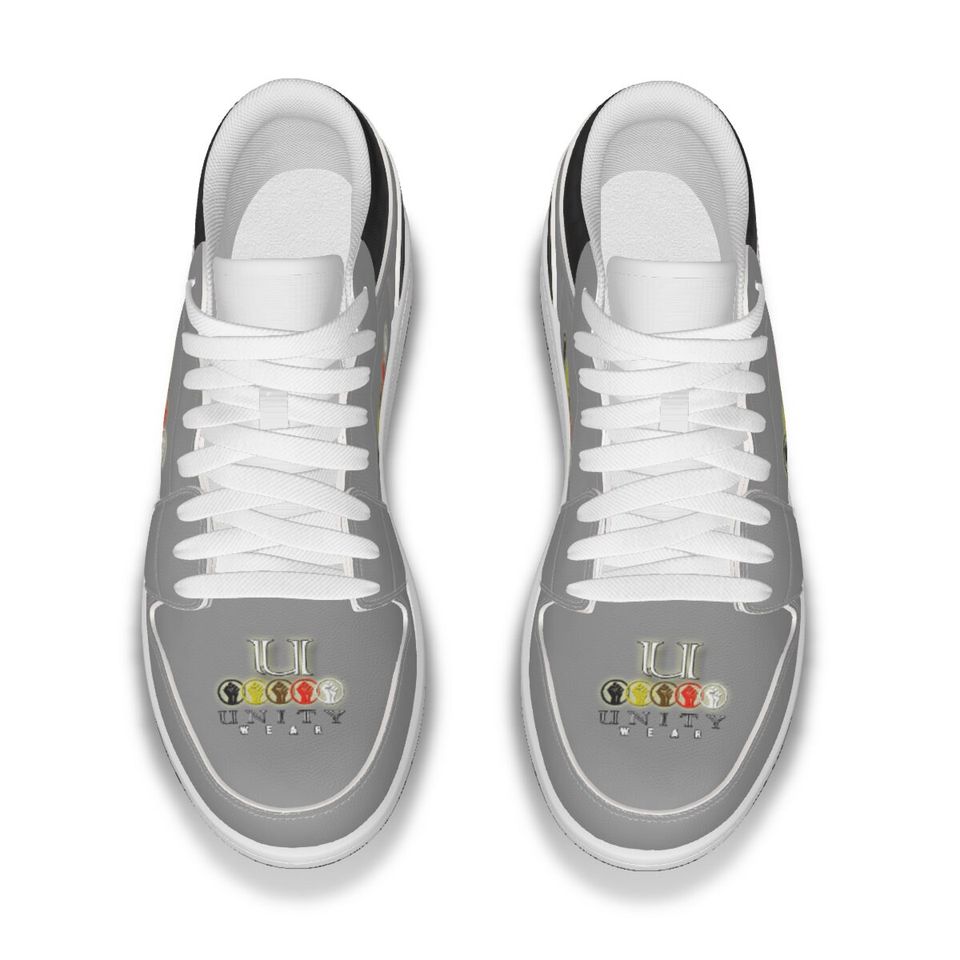 Unity 1 Men's Grey and Black Leather Low Top Sneakers