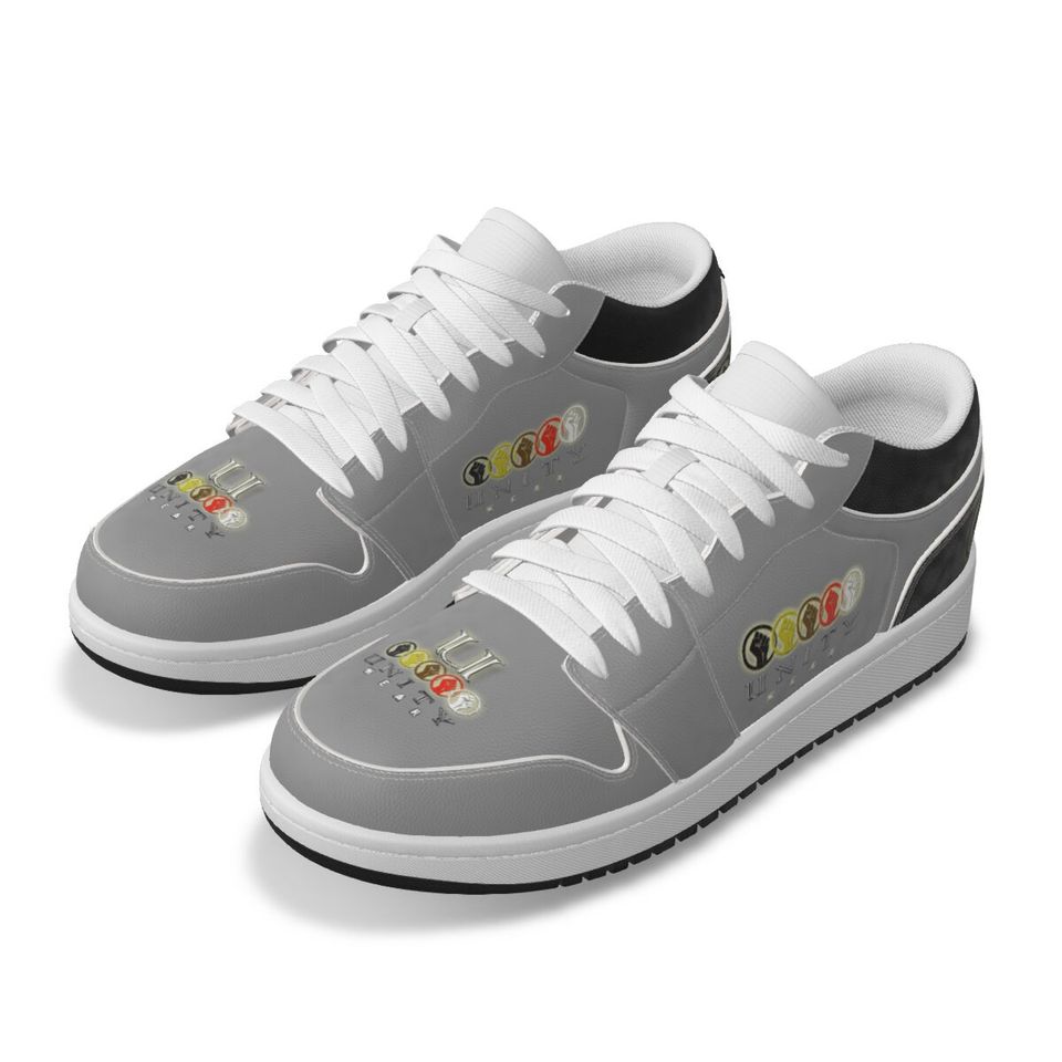 Unity 1 Men's Grey and Black Leather Low Top Sneakers