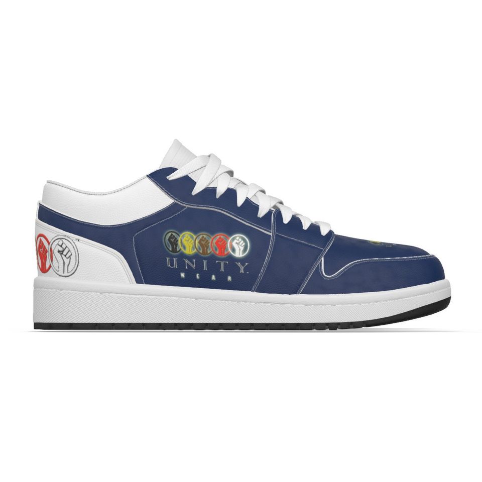 Unity 1's Men's Blue and White Leather Low Top Sneakers