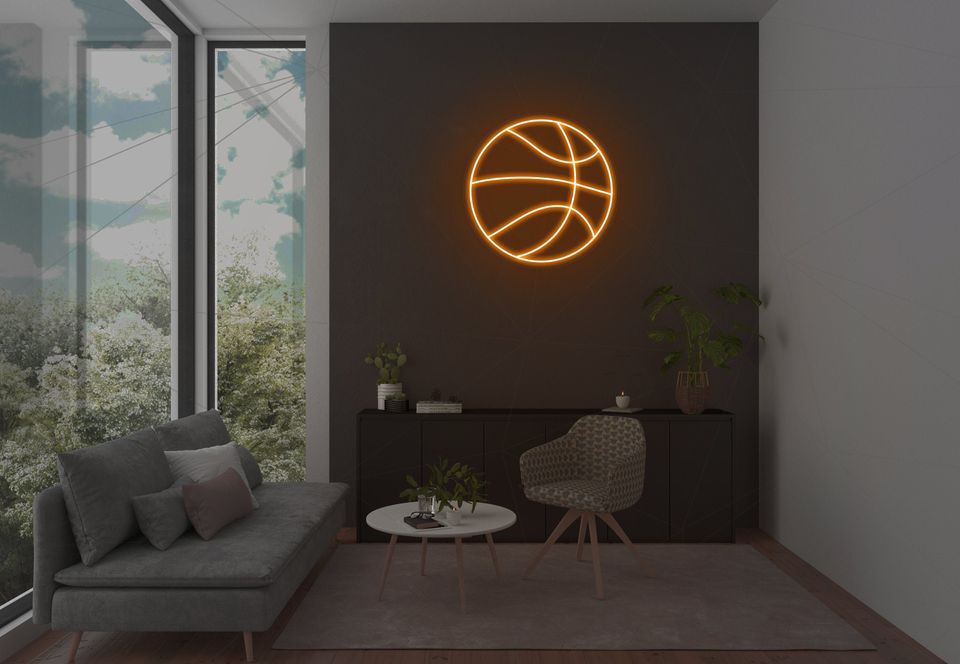 Basketball LED Neon Sign: Sports Bedroom Decor