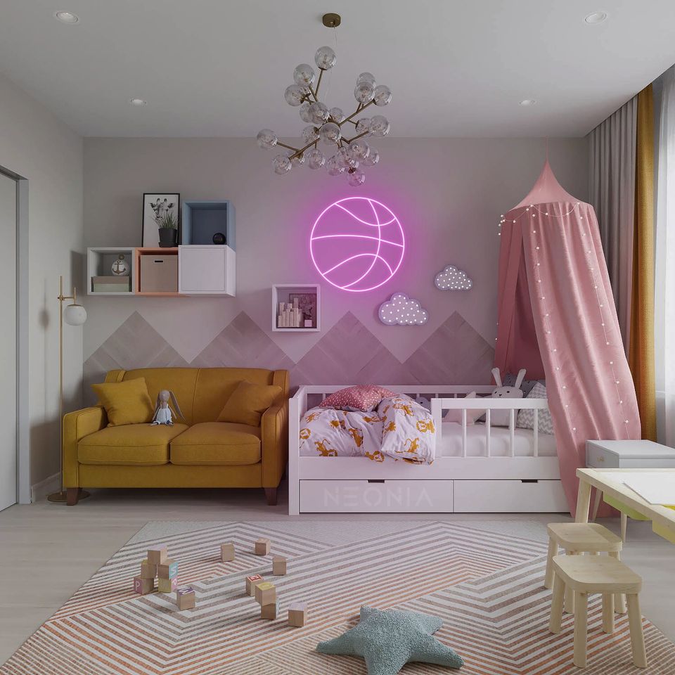 Basketball LED Neon Sign: Sports Bedroom Decor