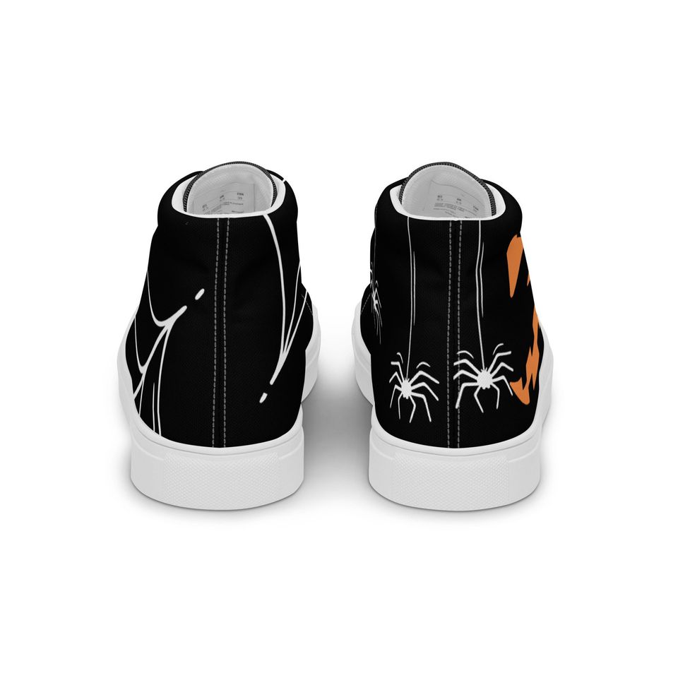 Halloween Spiderweb and Pumpkin Womens high top canvas shoes