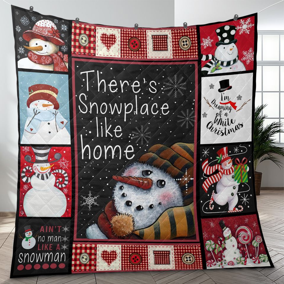 Vintage Snowman Quilt Bedding Set: Christmas Home Decor