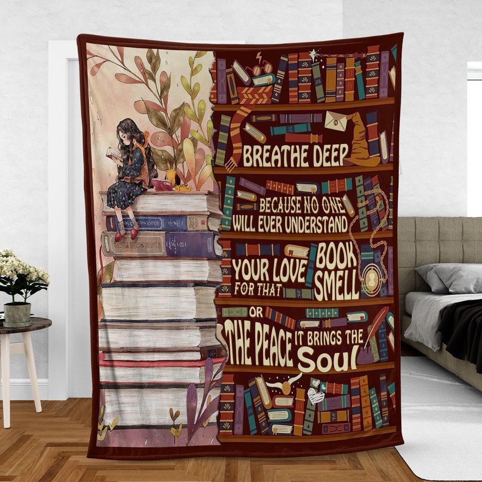 Vintage Bookshelf Woven Throw Blanket: Retro Reading Tapestry