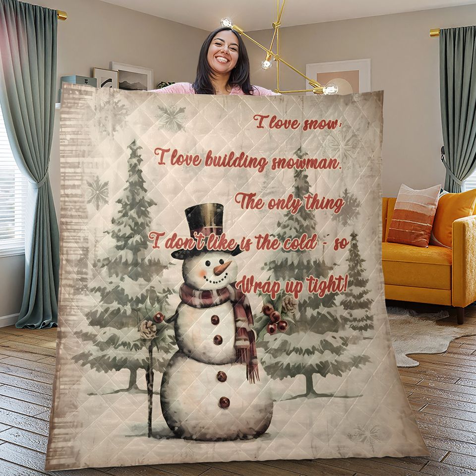 Vintage Snowman Christmas Quilt Bedding Set: Holiday Decor