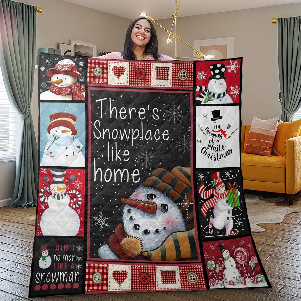 Vintage Snowman Quilt Bedding Set: Christmas Home Decor