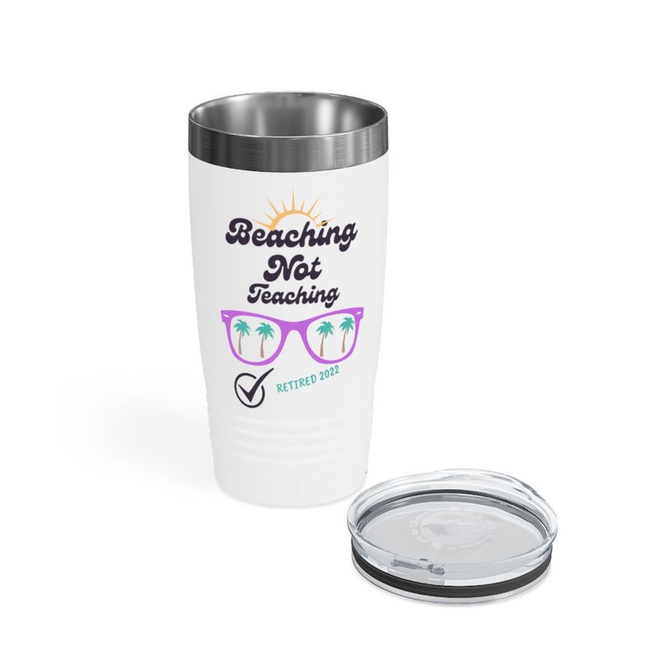 Beach Teacher Retirement Gift Ringneck Tumbler, 20oz