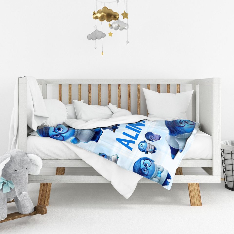 Personalized Inside Out 2 Characters Blanket, Custom Name Characters Sadness Anxiety Envy Anger Ennui Embarrassment Blankets