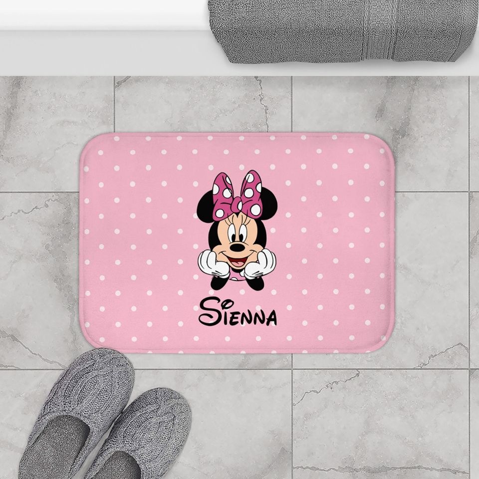 Personalized Minnie Mouse Disney Bath Mat, Disney Bathroom Decor