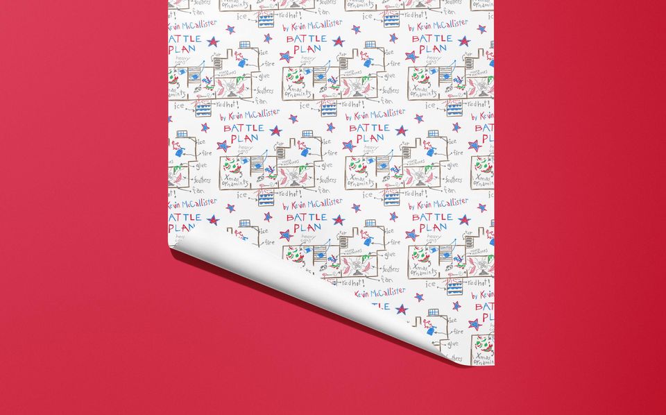 Home alone wrapping paper - battle plans - hand illustrated