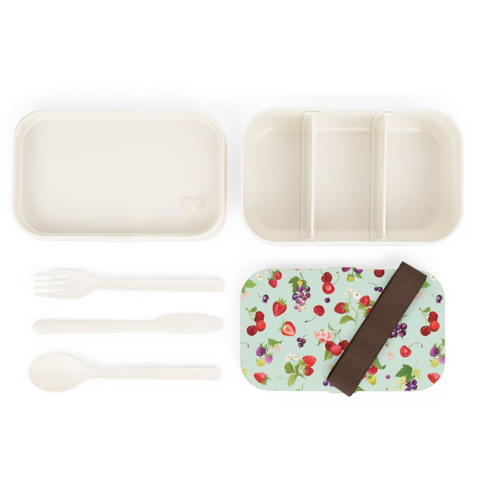 Cherries and Strawberries Bento Lunch Box, Student Lunch Box, Back To School Gift