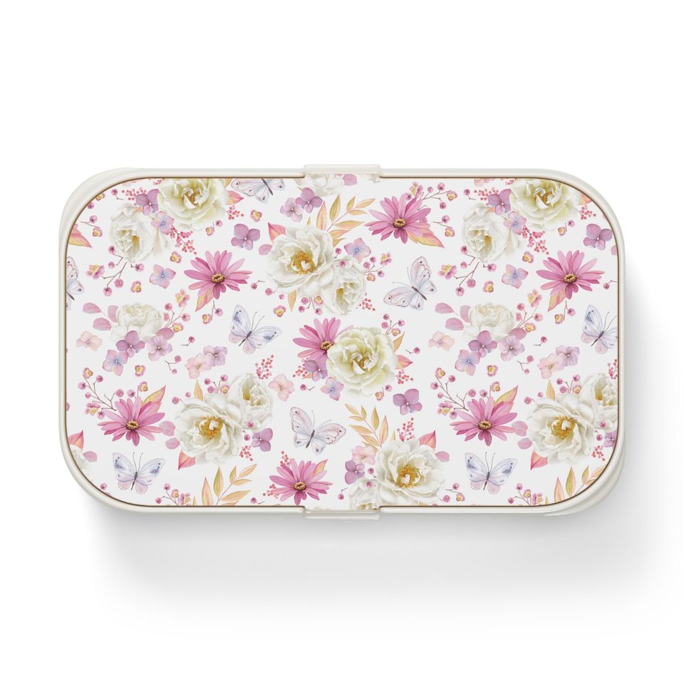 Spring Butterflies and Roses Bento Lunch Box, Student Lunch Box, Back To School Gift
