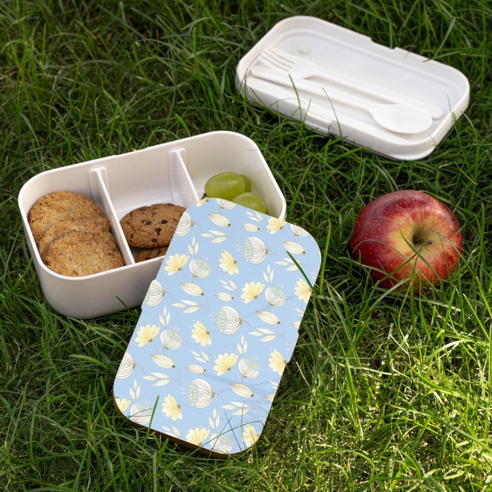 Yellow Flowers Bento Lunch Box, Student Lunch Box, Back To School Gift