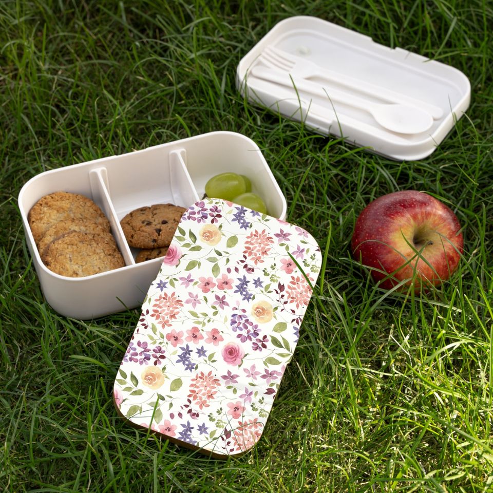 Yellow and Pink Roses Bento Lunch Box, Student Lunch Box, Back To School Gift