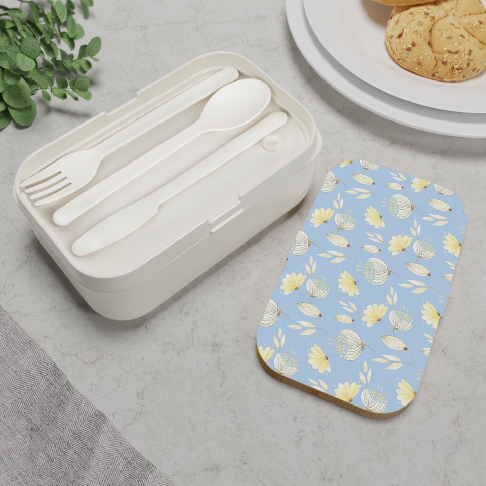 Yellow Flowers Bento Lunch Box, Student Lunch Box, Back To School Gift