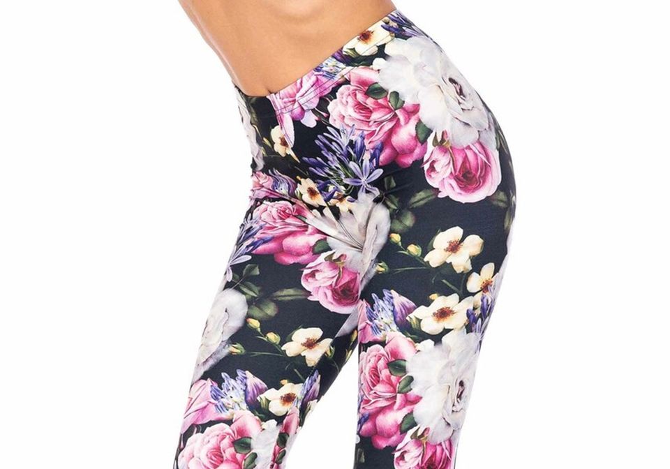 Creamy Soft Floral Garden Bouquet Leggings