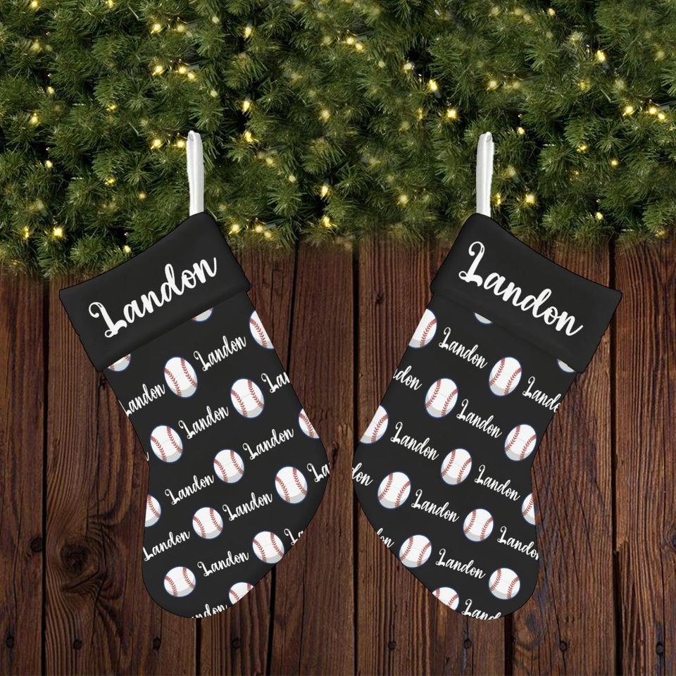 Personalized Baseball Stocking with Matching Blanket