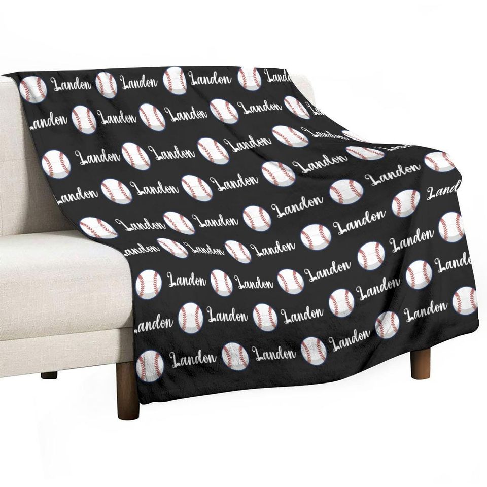 Personalized Baseball Stocking with Matching Blanket