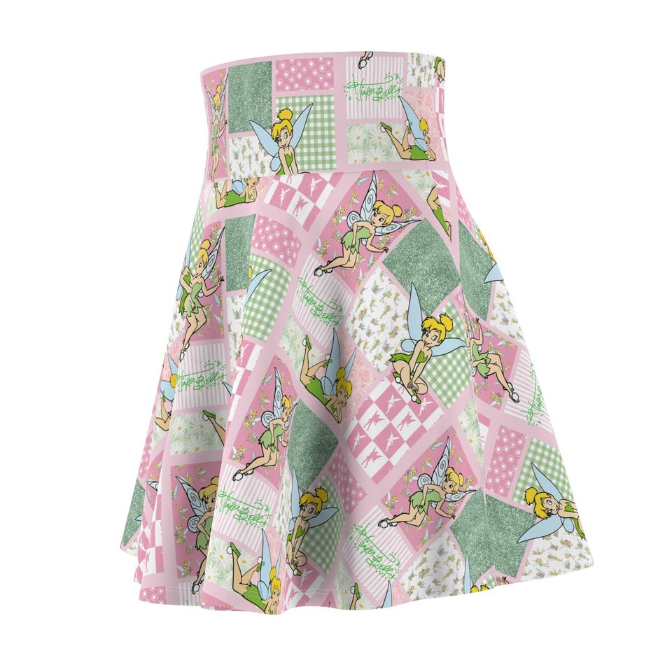 Tinkerbell Patchwork Women's Skater Skirt (AOP)