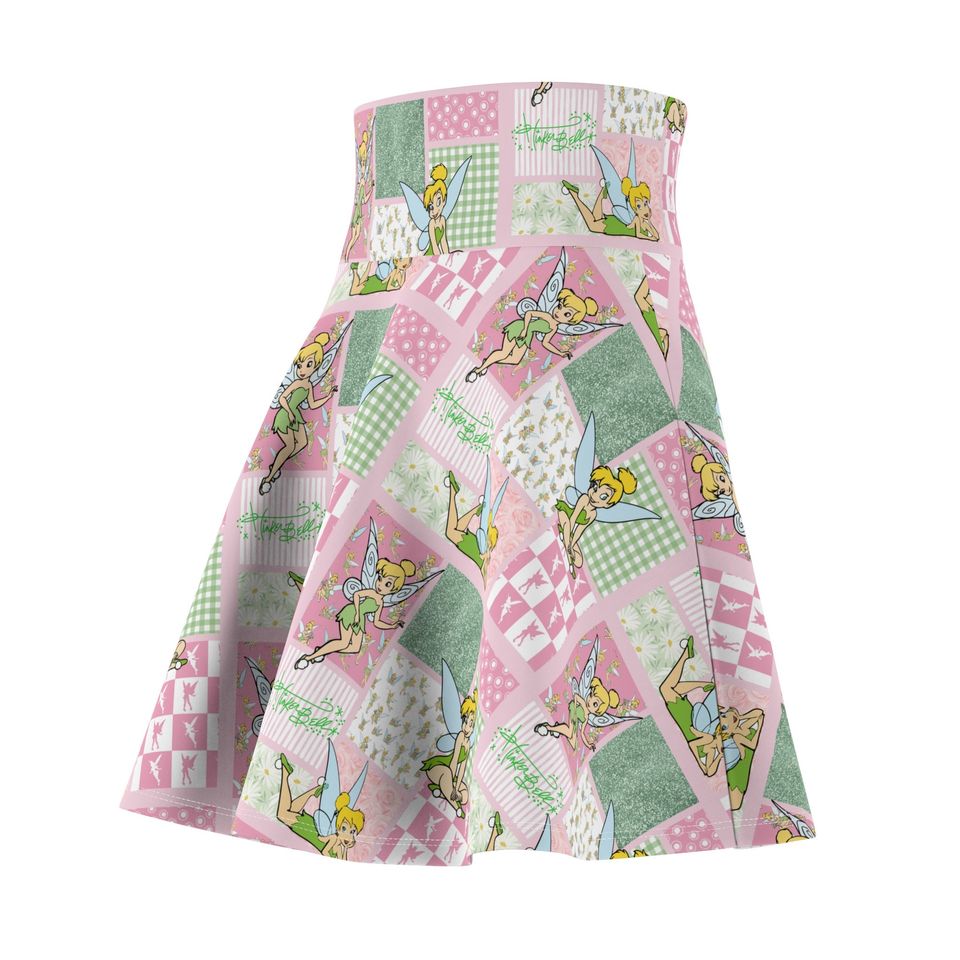 Tinkerbell Patchwork Women's Skater Skirt (AOP)