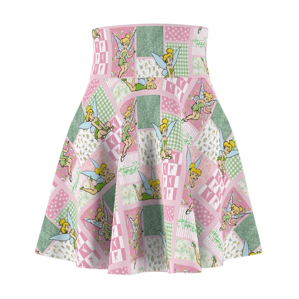 Tinkerbell Patchwork Women's Skater Skirt (AOP)