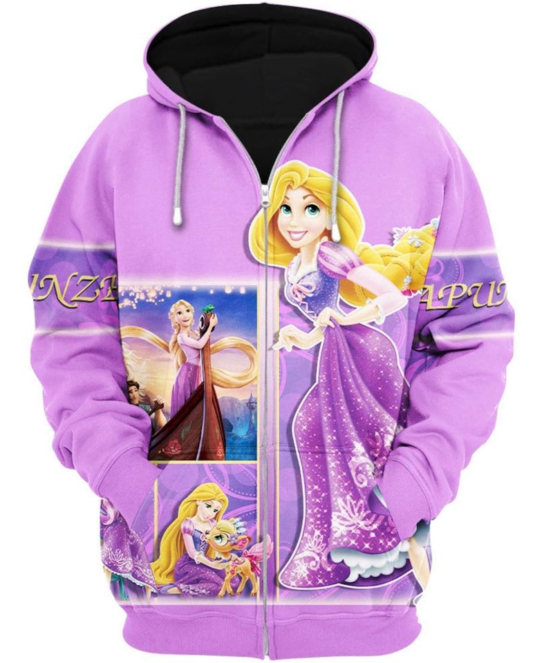 Purple Rapunzel Tangled Disney Princess 3D Hoodie