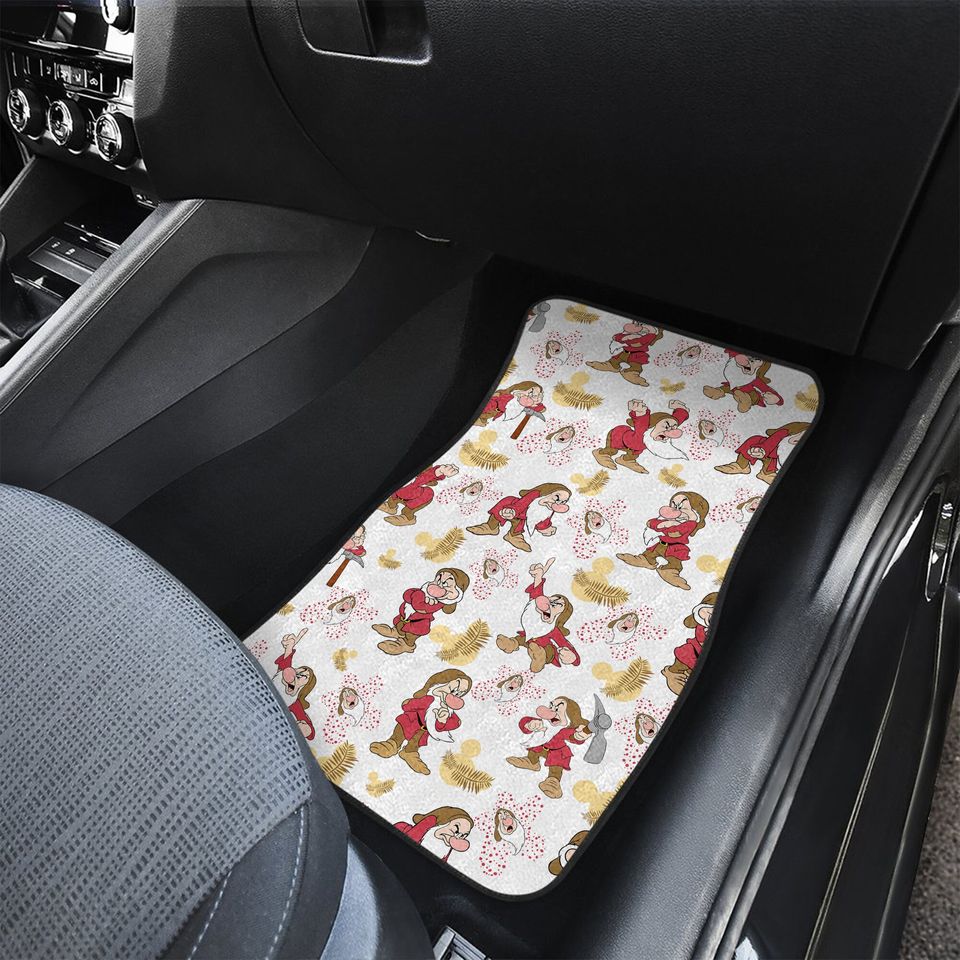 Grumpy Patterns Red Brown Beige White Disney Graphic Cartoon Custom Personalized Car Floor Mat Set Accessories Decorations