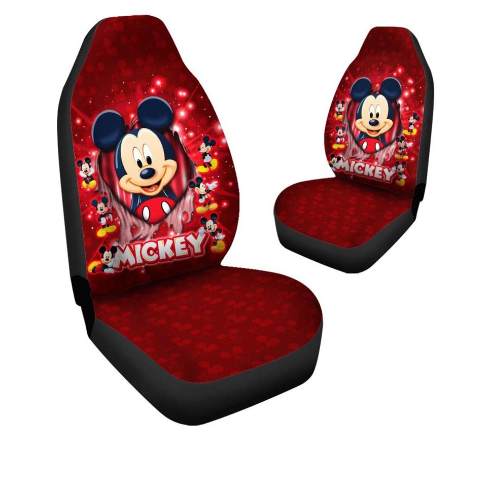 Mickey Mouse Red Black White Bling Glitter Disney Car Seats Cover