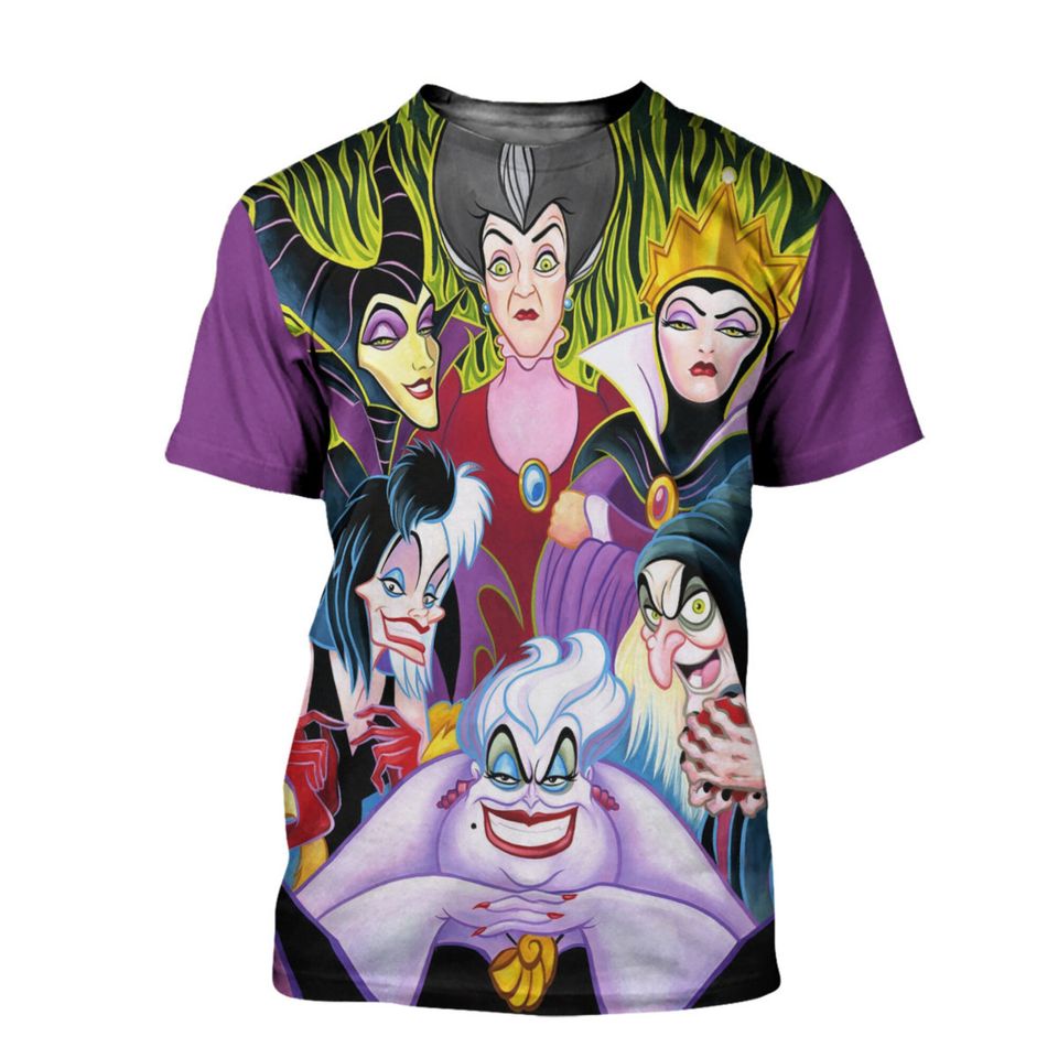 Villains Witches Purple Button Overalls Patterns Disney T-shirts