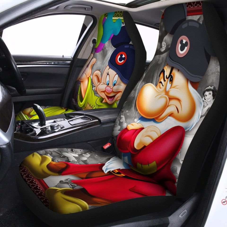 Grumpy Dopey Green Red White Beige Glitter Disney Car Seats Cover