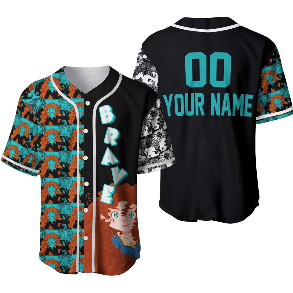 Merida Brave Black Teal Orange Disney Baseball Jersey