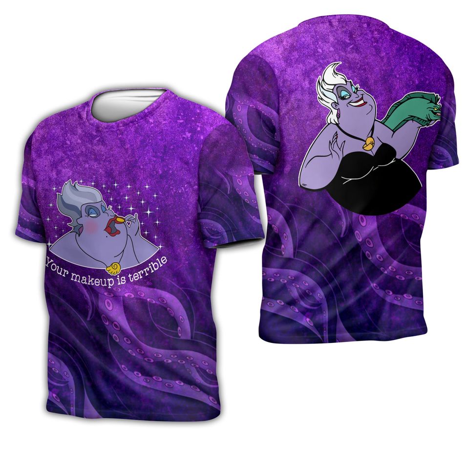 Ursula Little Mermaid Purple Button Overalls Patterns Disney T-shirts