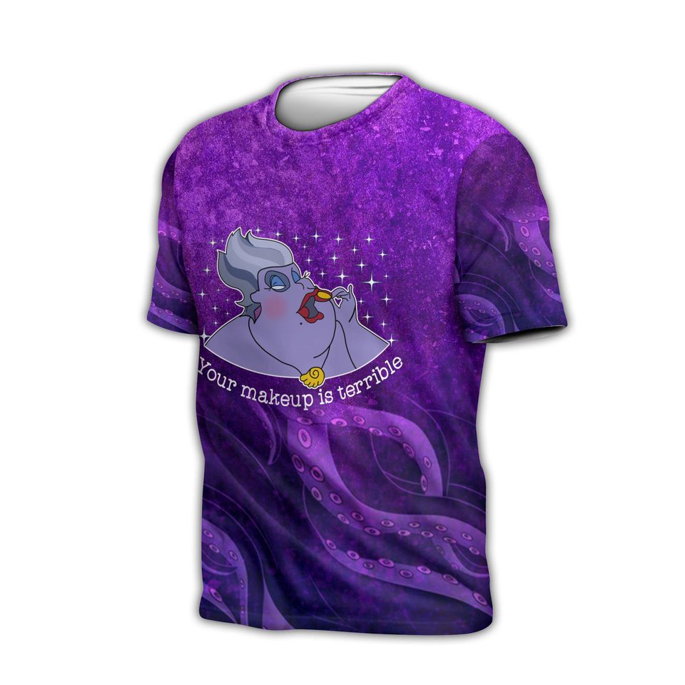 Ursula Little Mermaid Purple Button Overalls Patterns Disney T-shirts