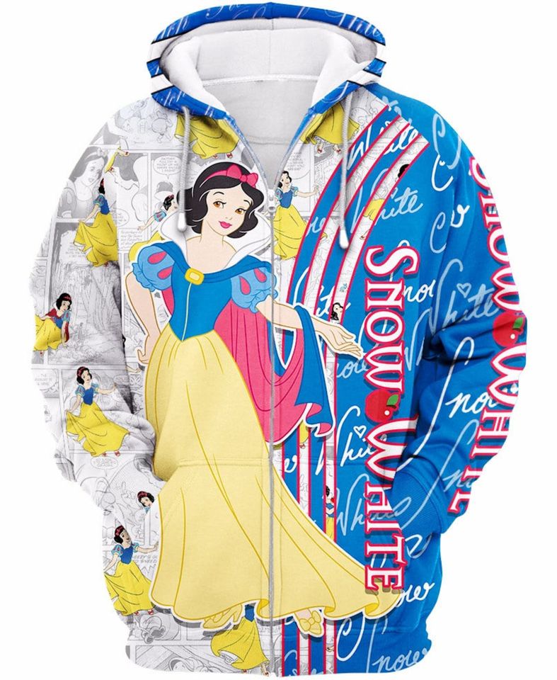 Snow White Princess Blue 3D Hoodie