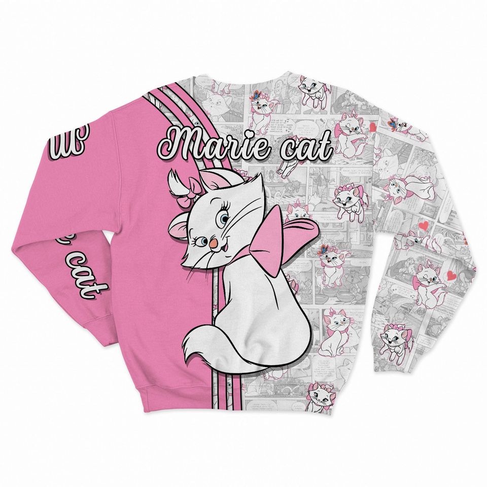 Marie Cat Blink Comic Patterns Disney 3D Sweatshirt