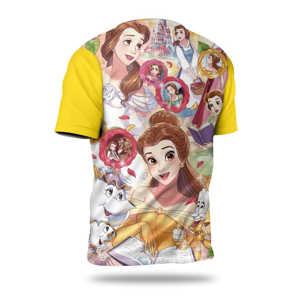 Belle Princess Yellow Button Overalls Patterns Disney 3D T-shirts