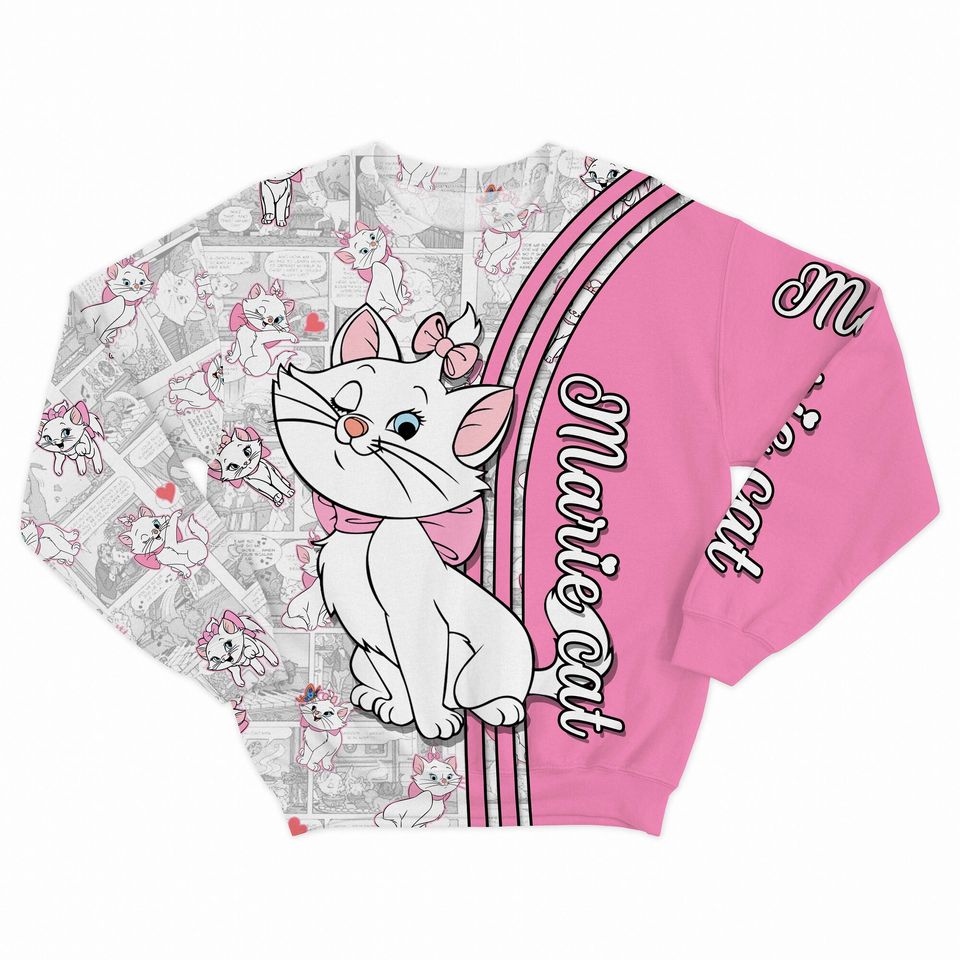 Marie Cat Blink Comic Patterns Disney 3D Sweatshirt