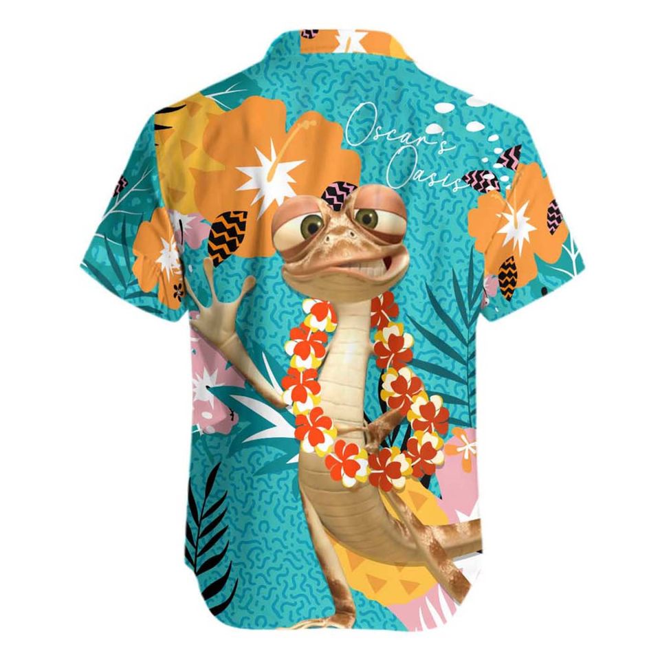 Oscars Green Orange Beige Pattern Disney Hawaiian Shirt