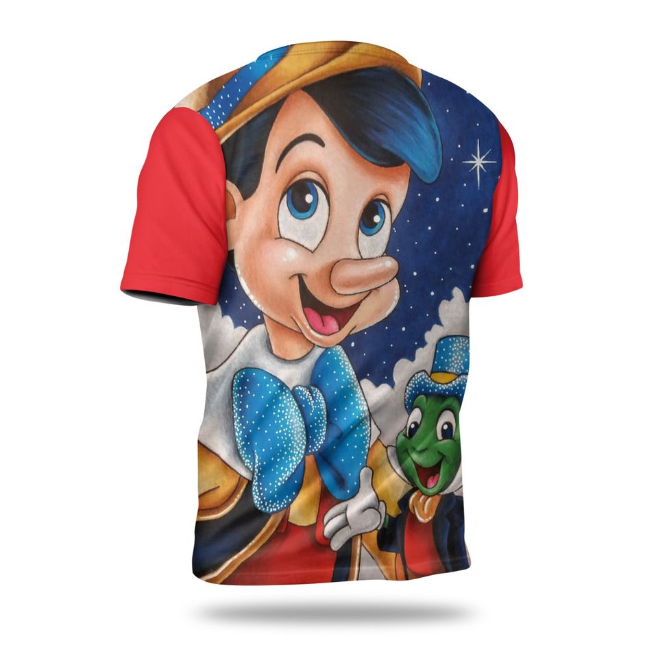 Pinocchio Red Button Overalls Patterns Disney T-shirts