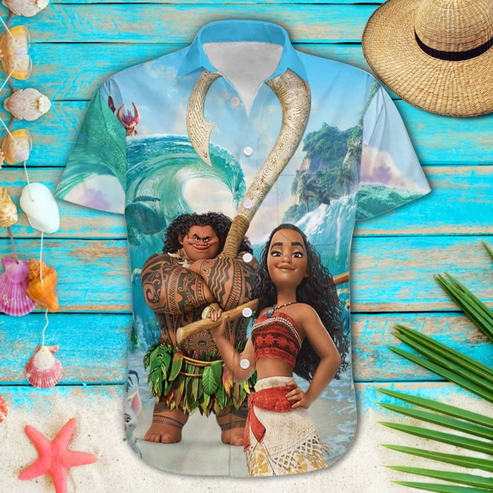 Moana Blue Full Print Disney Hawaiian Shirt