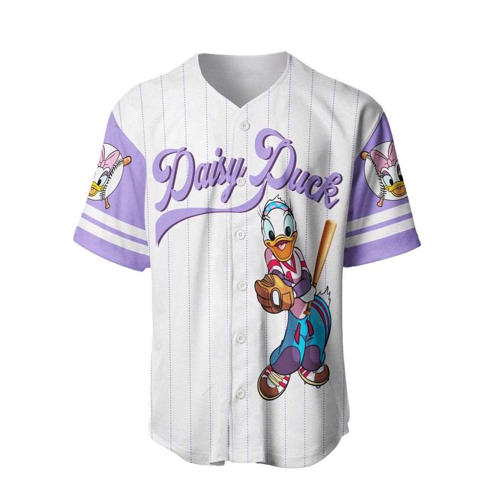 Daisy Duck White Purple Lilac Disney Custom Baseball Jersey