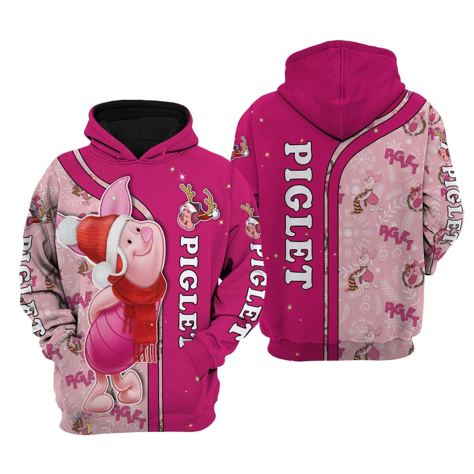 Piglet Pink Christmas Disney 3D Hoodie