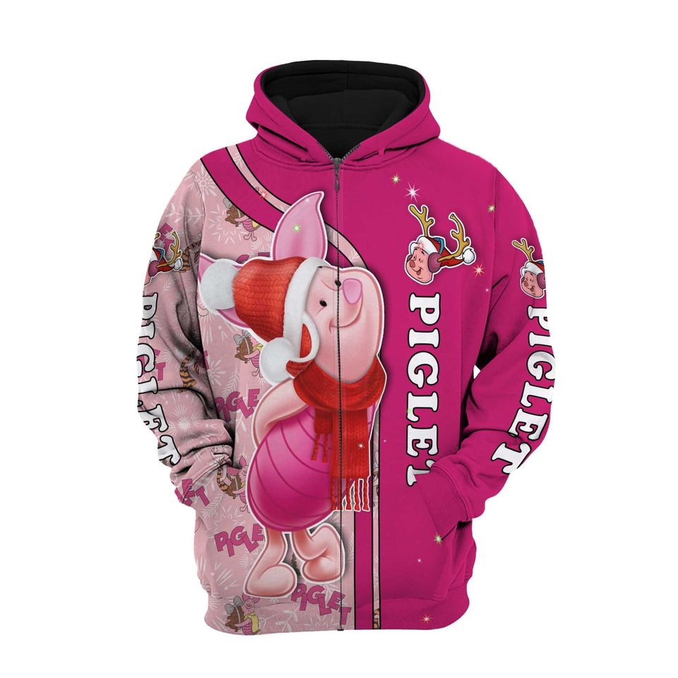 Piglet Pink Christmas Disney 3D Hoodie